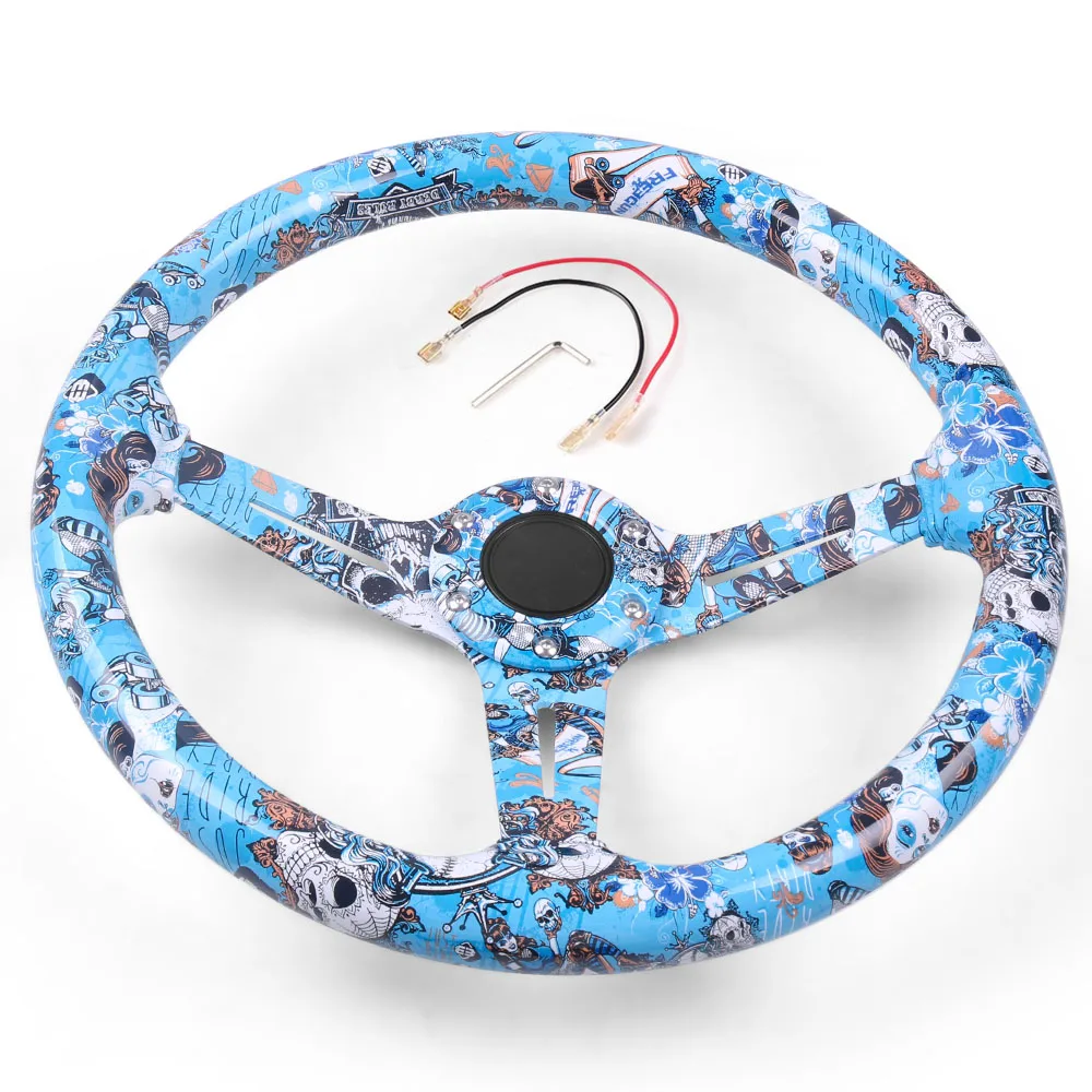 14inch 350MM Acrylic Mixed Pattern Steering Wheel & Horn Button 6 Holes Stylish Steering Wheel Depth 70MM BX102364