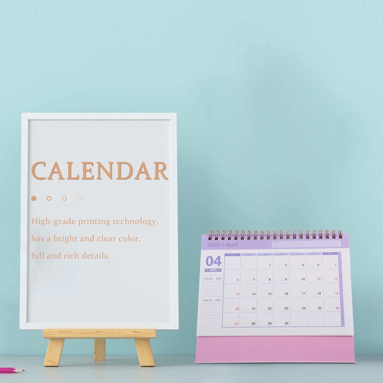 

English Desktop Calendar 2024 2025 Thick Paper Minimalist Design Portable Desk Calendar Office Standing Decoration