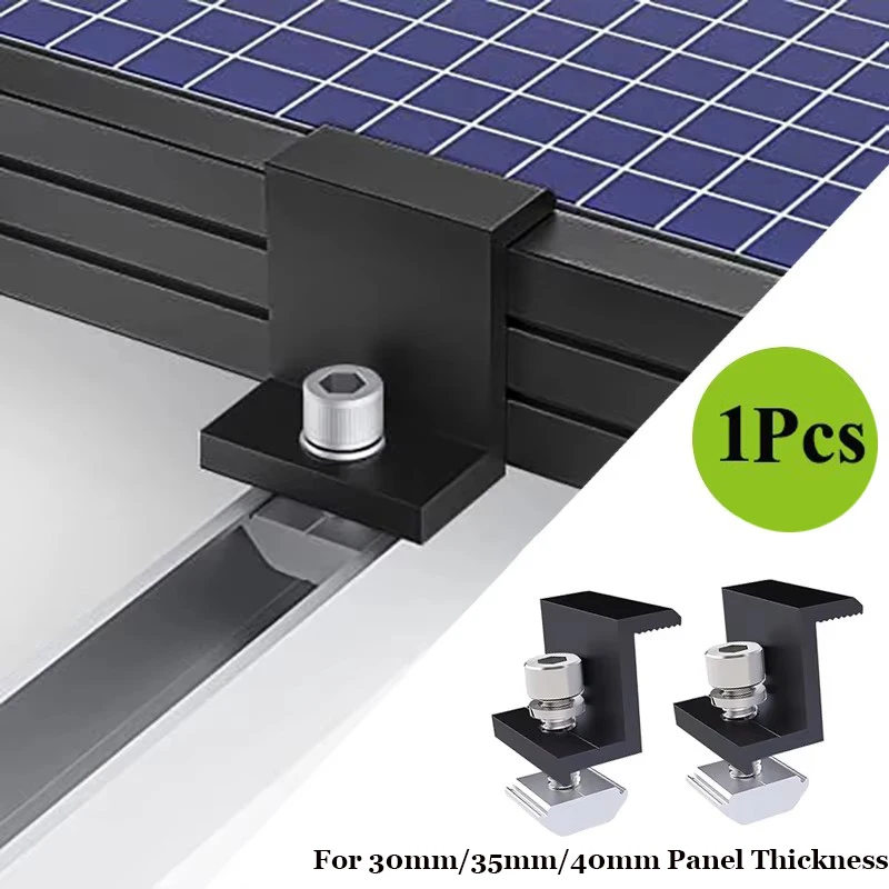 

Solar Panel Mounting Clamp – Anodized Aluminum Side/Mid/End Clamps for 30mm/35mm/40mm PV Modules