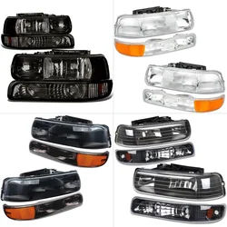 Pair Headlight For Chevrolet Silverado 1999 2000 2001 2002 DRL Daytime Running Light Fog Lamp Driving Light Parking Lights
