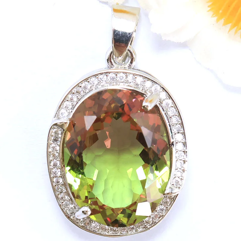 Buy 5 Get 1 Free 33x20mm Big Gemstone Real Ruby Emerald Sapphire Color Changing Alexandrite Topaz Zultanite CZ Silver Pendant