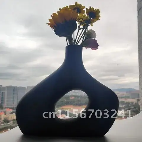 Ceramic Nordic Vase Flower Frosted Container Modern Art Living Room Home Decoration Office Interior Garden Decor Accessories