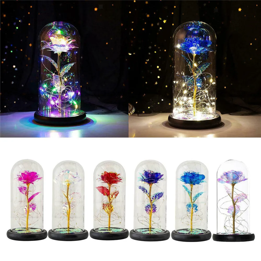 LED Enchanted Rose Light Artificial Plastic Flower In Day of