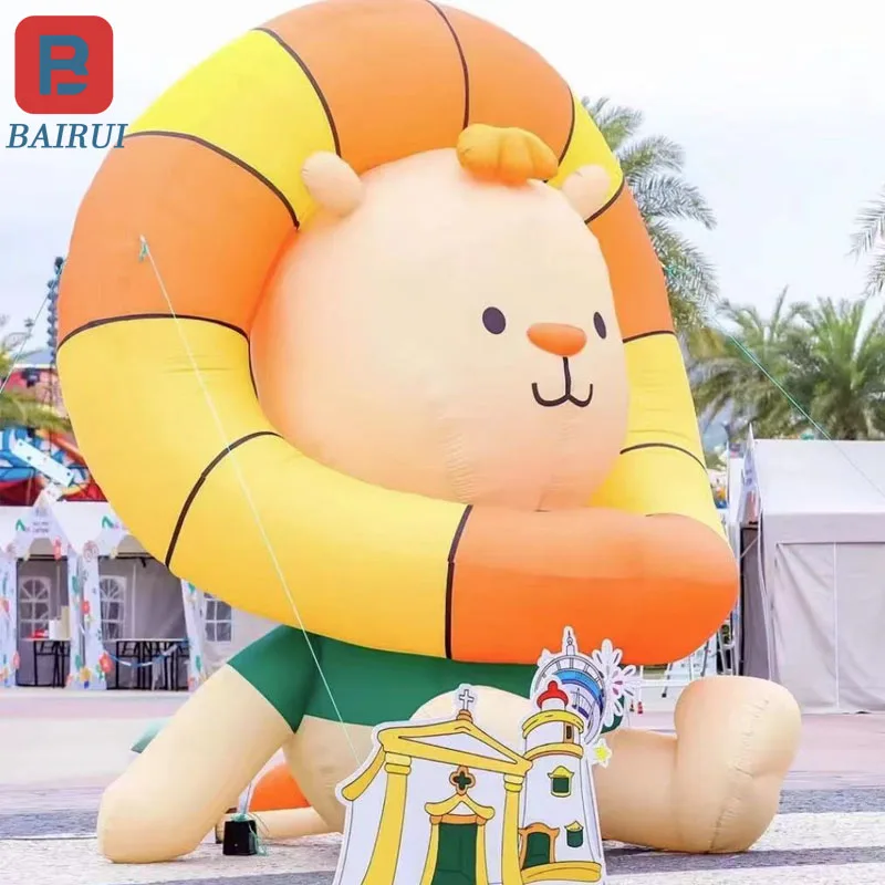 

Giant cartoon inflatable Lion Zoo amusement park mall outdoor exhibition advertising decorative props size can be customized