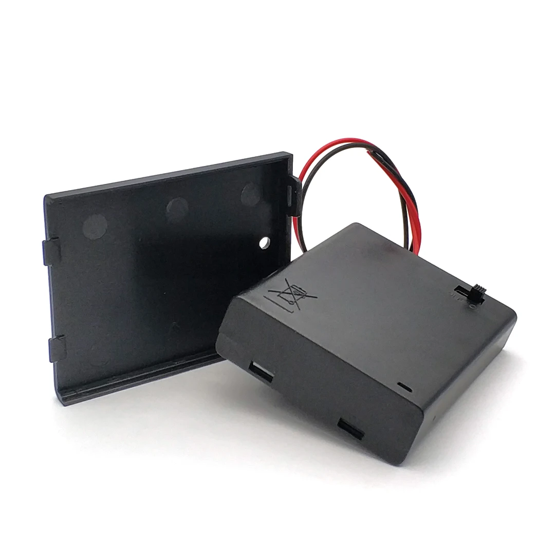 4 AAAPower 은행 케이스 4X AAA 배터리 홀더 보관 상자 케이스 4 슬롯 배터리 컨테이너 와이어 리드, 인기 판매