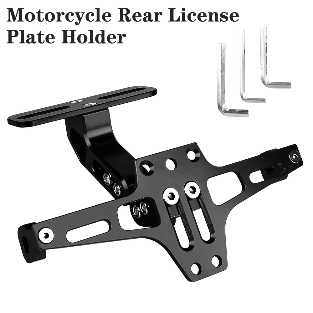 Motorcycle Rear License Plate Holder Fender Eliminator Kit Aluminium Alloy Moto Accessories Tail Mount Holder Frame Adjustable