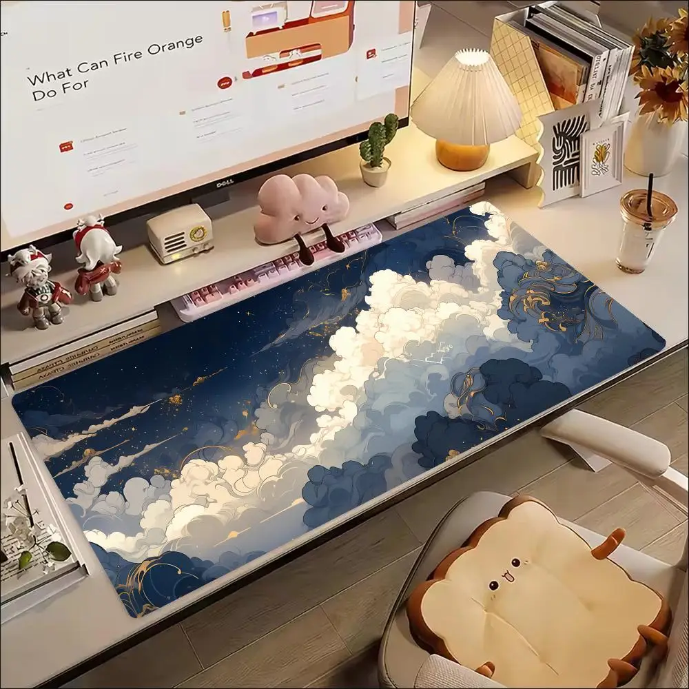 Gold Line Cloud Sea Mousepad Table Mat Playmat Vivid Anti Fade Color Anime Games Pads For Desktop