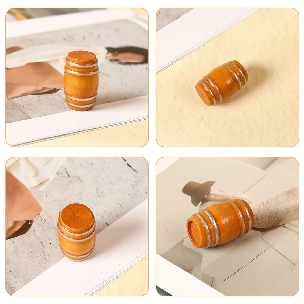 

2pcs Miniature Wooden :12 Scale Mini Wine Barrel For House Micro Landscape Decor Accessory Ornament Craft Gift Garden