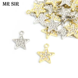 10pcs/lot Stars Metal Setting Rhinestones Charm Zinc Alloy Crystals Pentagram Pendant for Jewelry DIY Necklace Earrings Supplies