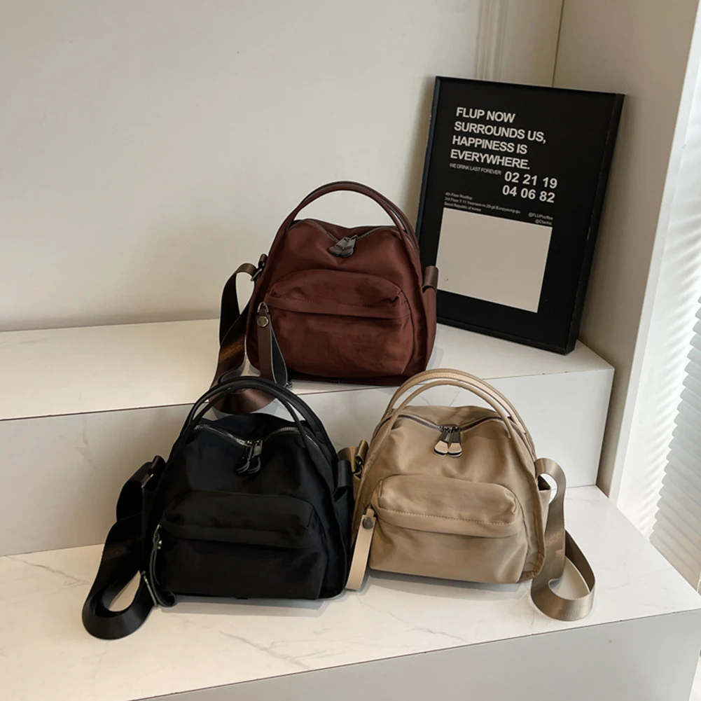 

Women Simple Shoulder Bag Solid Color Oxford Cloth Handbag Zipper Closure Versatile Shoulder Bag Travel Shopping Work Date Bag