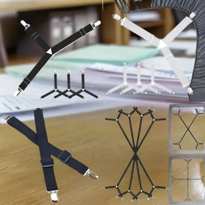 Bed Sheet Holder Adjustable Elastic 12 Clips Fixed Holder Mattress Clip Fasteners Cover Blankets Grippers Fixing Non-Slip Strap