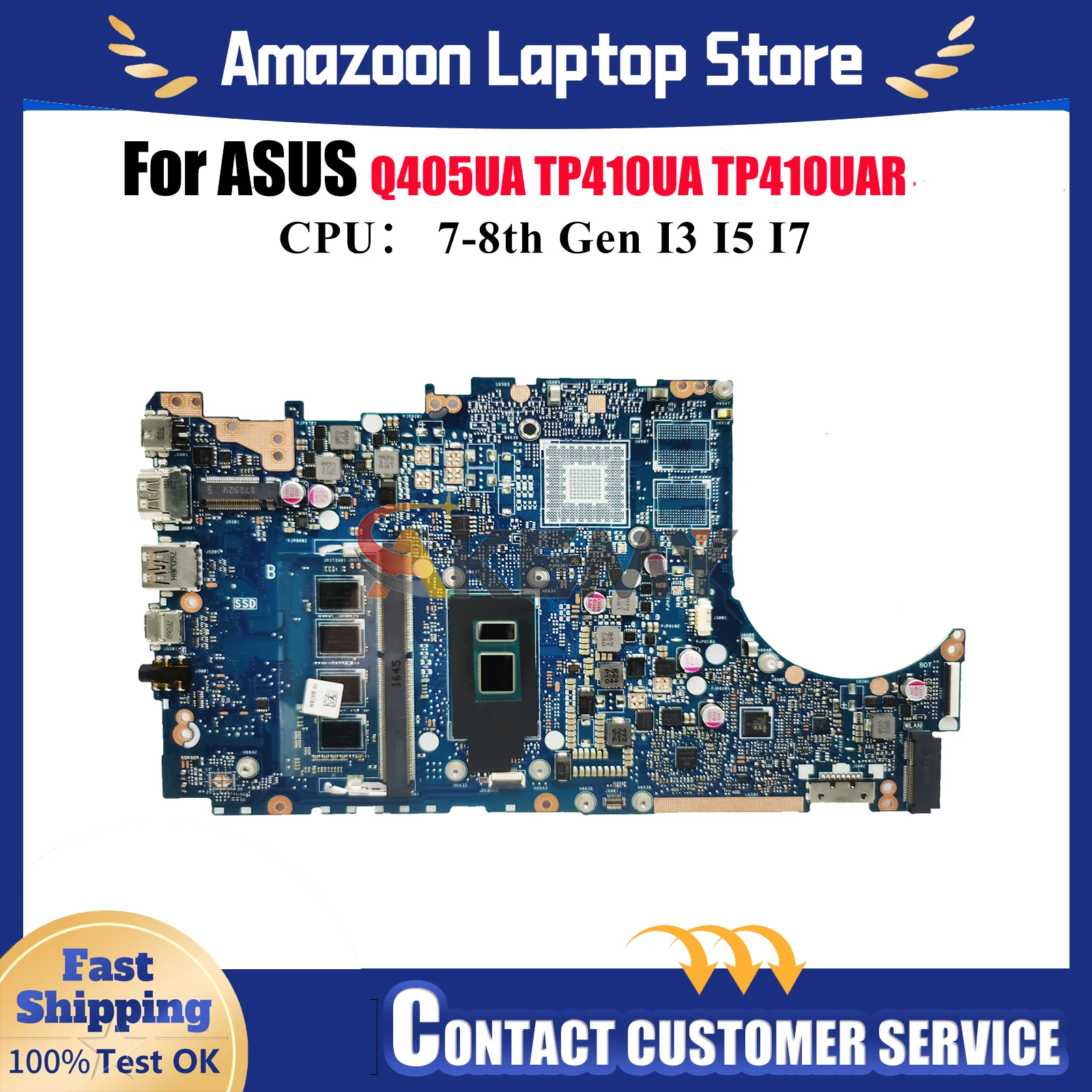 

TP410UA Laptop Motherboard For ASUS TP410UF TP410URR Q405UA TP410UR TP410U TP410UQ TP410UAR Mainboard With I3 I5 I7 CPU tests OK