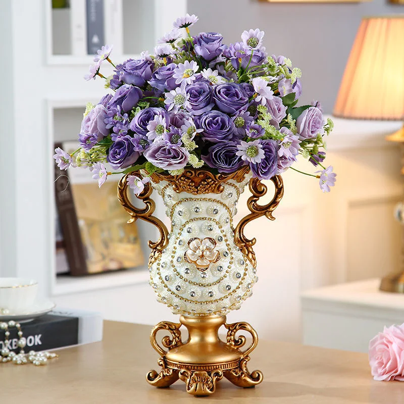 

European Hand Painted Retro Resin Vase Living Room Decoration Porch Table TV/Wine Cabinet Decoration Birthday Party Gifts
