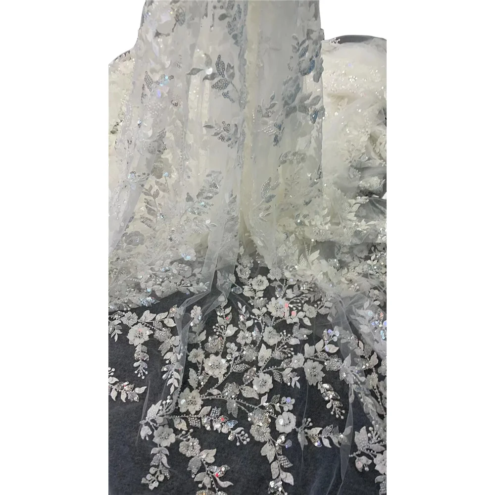 

French Lace Fabric L-14016810 High Quality Lace Net African Lace Fabric With Beads Lace Fabrics For Wedding