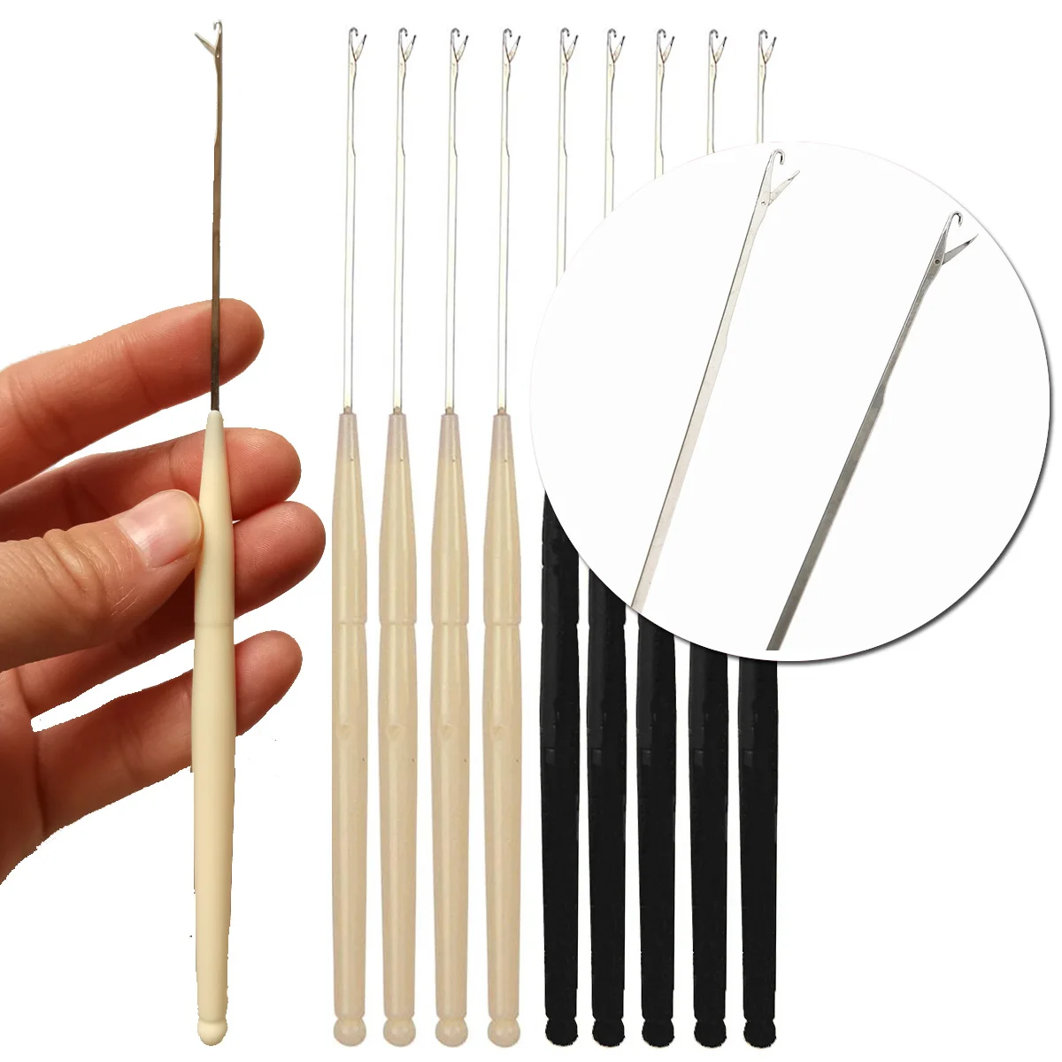 

5Pcs Plastic Latch Hook Crochet Needles DIY Manual Braiding Hair Extension Crochet Hook Bent Needles Crochet Hair Tools