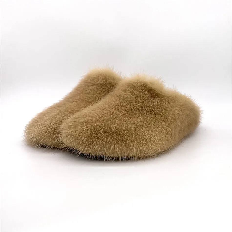 Mink Slippers Sandals Women\'s Shoes Real Mink Fur Slippers Luxury Fashion Ladies Furry Slipper  Girls Flat  Outside Slippers