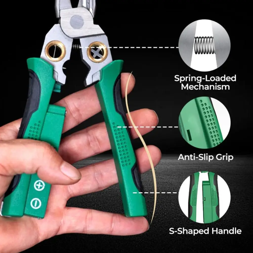 8 in 1 Insulation Wire Stripping Pliers Wire Stripping Green Handle Electrician Pliers Multifunction Electric Repair