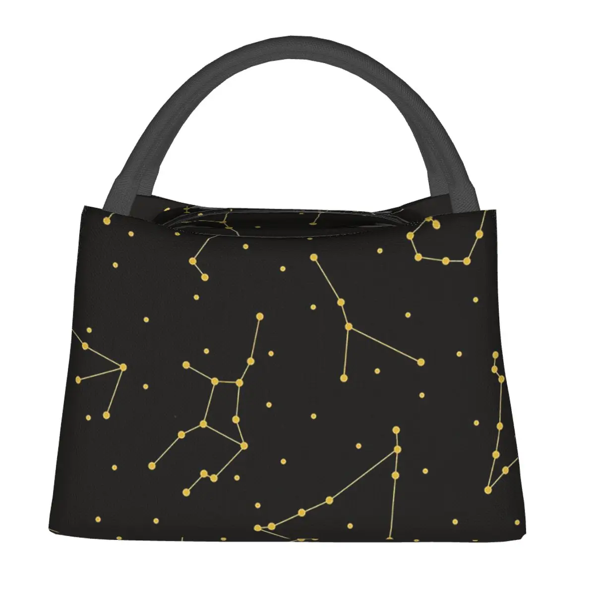 Night Sky Golden Celestial Stars Zodiac Constellations Lunch Bags Bento Box Lunch Tote Picnic Bags Thermal Bag for Woman Travel