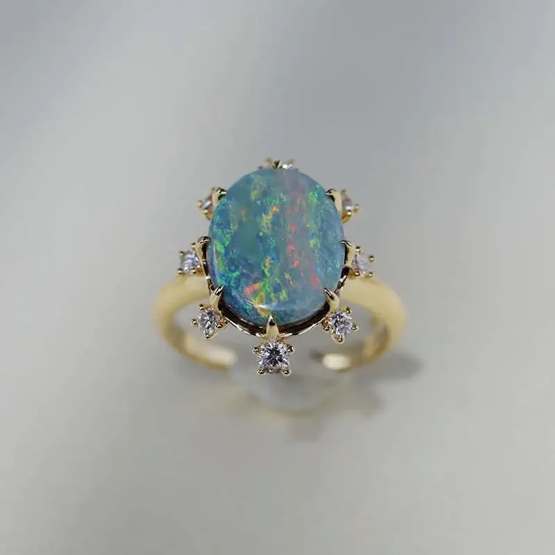 New In Original Exquisite Colorful Opal Rings for Women  Fashion Advanced Sense Wedding Engagement Silver Fine Jewelry