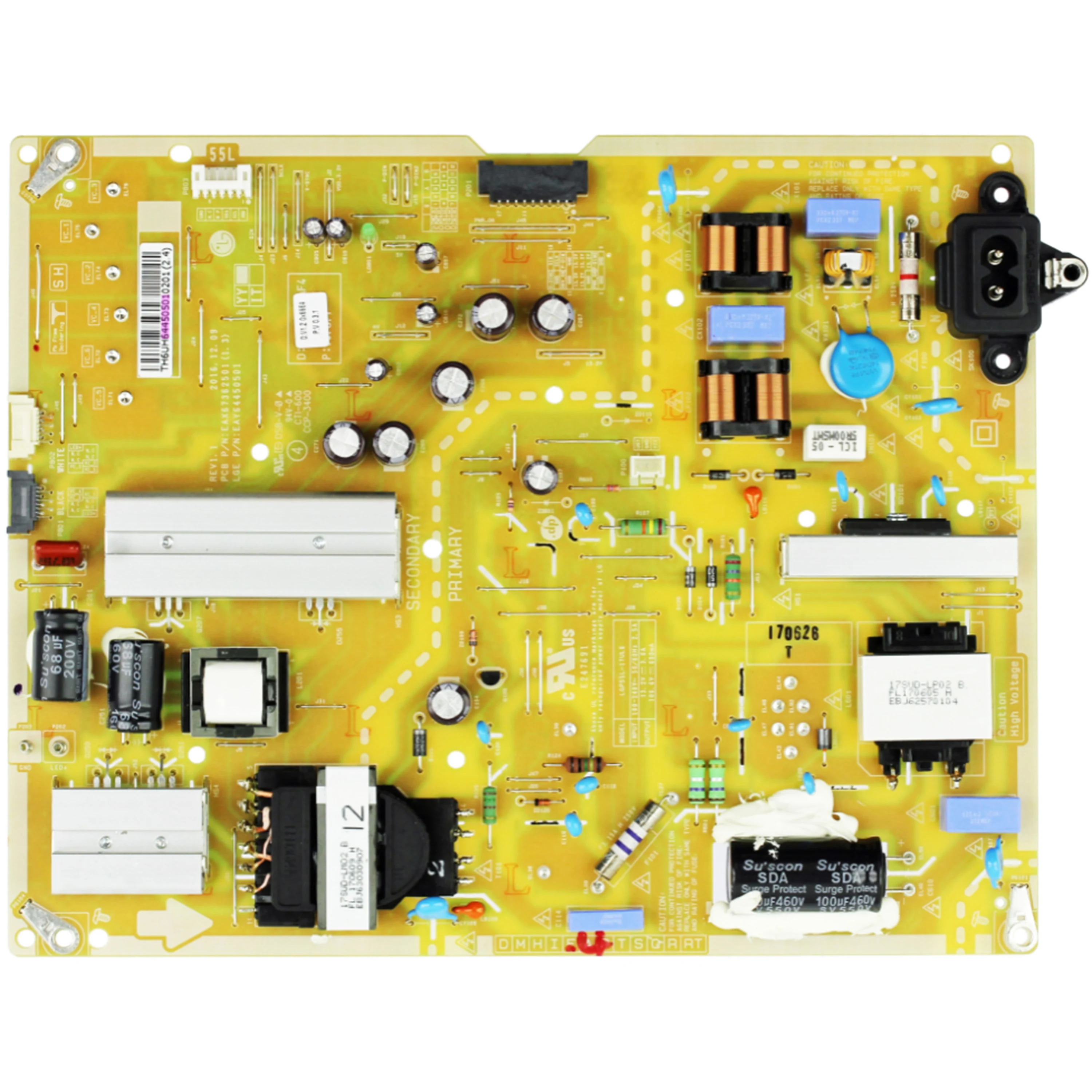 EAX67362501 (1.3) EAY64450501 LGP55L-17UL6 Power Supply Board is for 55UJ6540-UB 55UJ6500-CB 55UJ654T 55UJ651V 55UJ6540 55UH670V