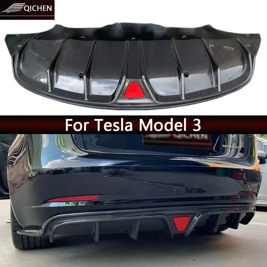 

For Tesla Model 3 Carbon Fiber Back lip Car Rear Bumper Diffuser Rear Splitters Spoiler Upgrade Car Accessories Body Kit