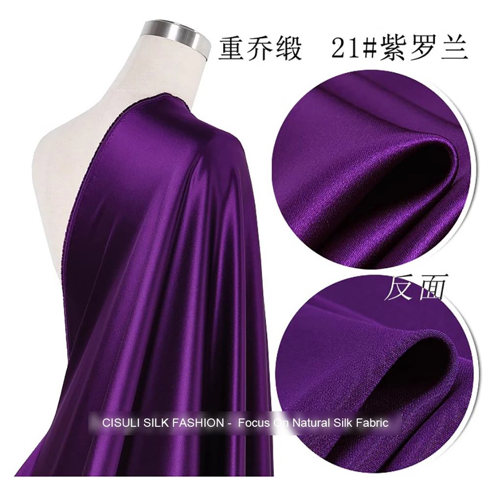 100% Pure Heavy Silk Satin Fabric 40momme Width 140cm Suits / Party Dresses Cloth Sewing Material Solid Color 24J21