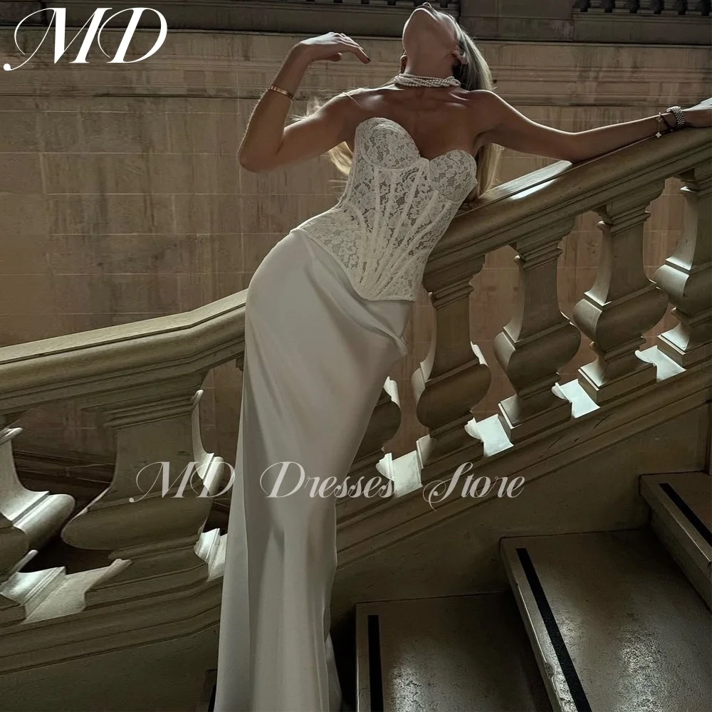 

MD New Exquisite Mermaid Wedding Dress Sleeveless Lace Floor-Length Charming Backless Bridal Gown Customized vestidos de novia