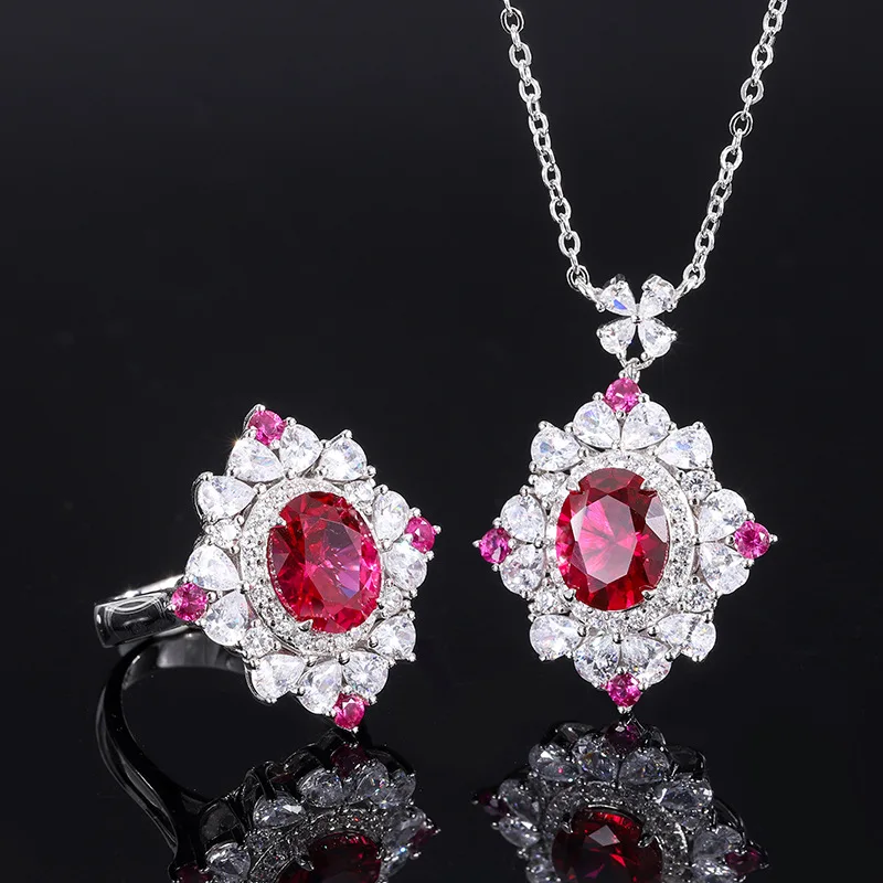 

Hot Selling BeadsSReal Red Corundum All-Match Fashion Simple Women's Suit Main Crystal8*10