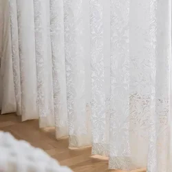 2025 New Curtains for Living Room Gauze Tulle Curtain White Lace Sheer Balcony Bay Window White Semi-shading Screen Bedroom