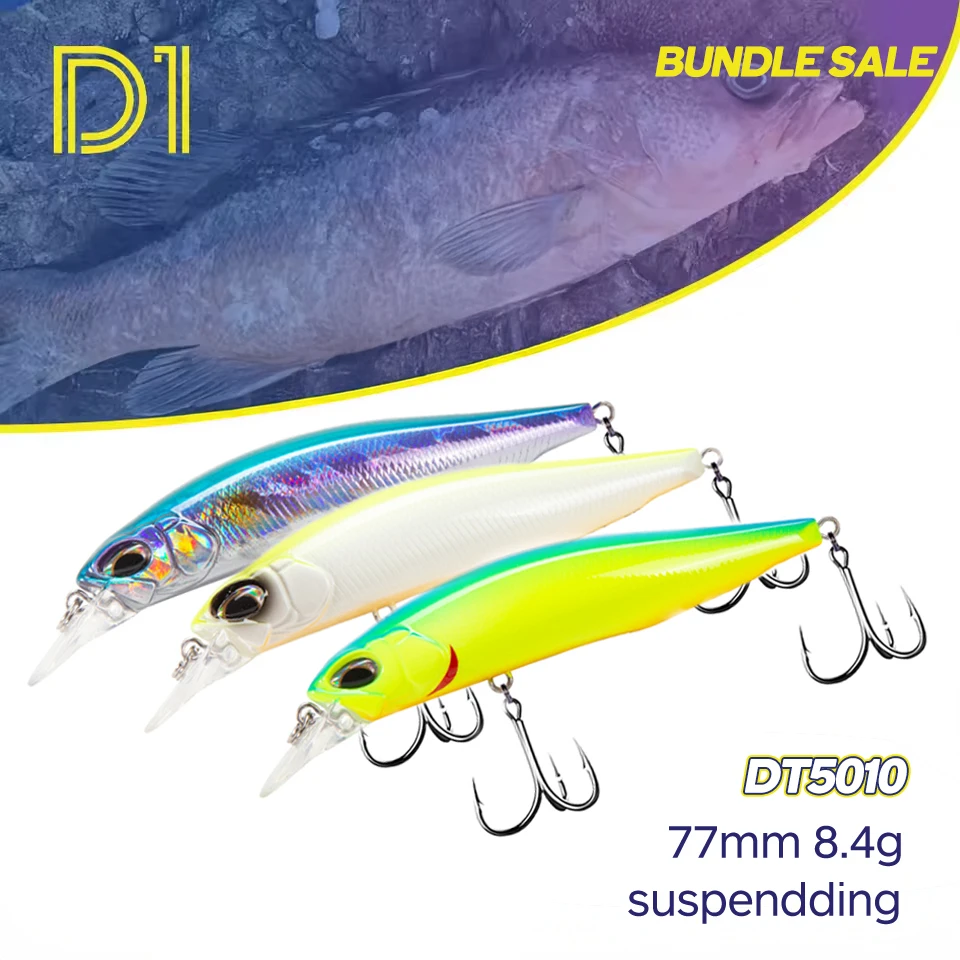 

D1 Fishing Lure Suspending Minnow Bait 3PCS Hard Wobblers Jerkbait 77MM/8.4G Artificial Fishing Tackle For Pike Bass DT5010