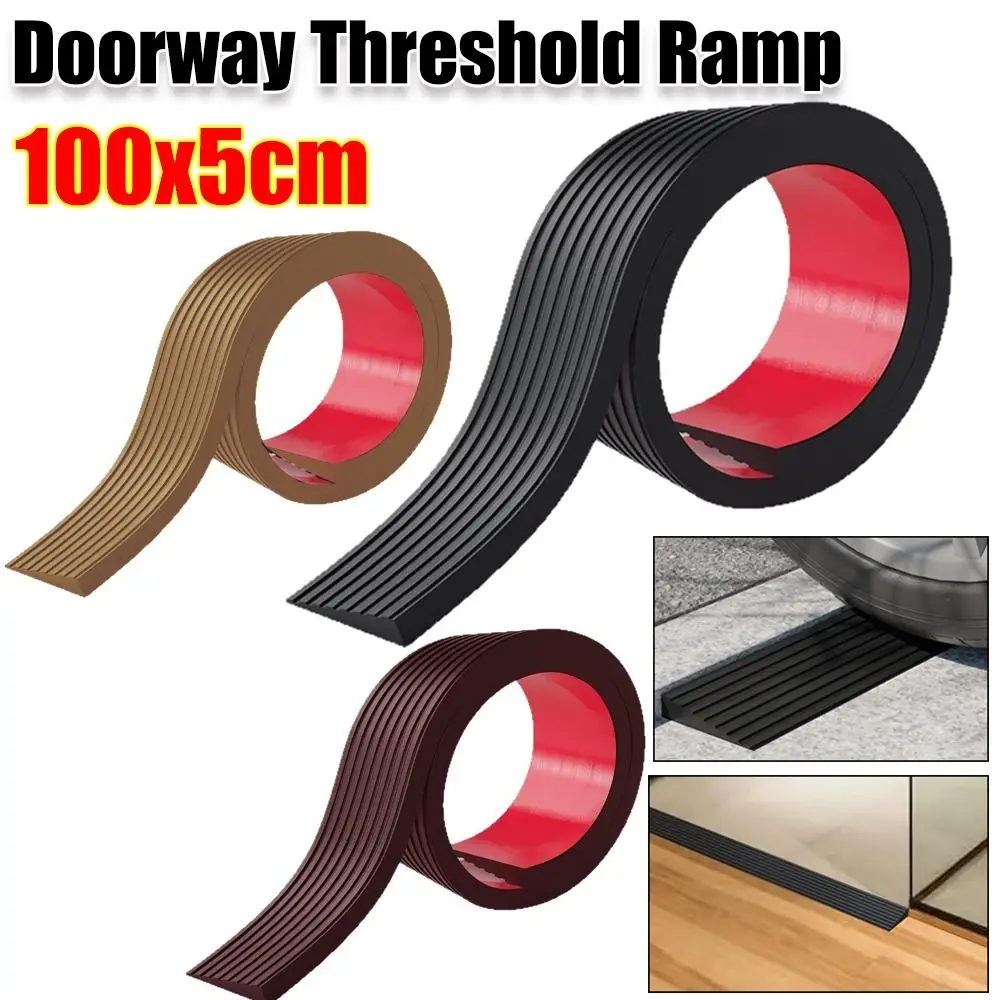 Durable 1M Doorway Threshold Ramp Self-adhesive Wear-resistant Rubber Ramp Striped PVC Stair Anti Slip Tape