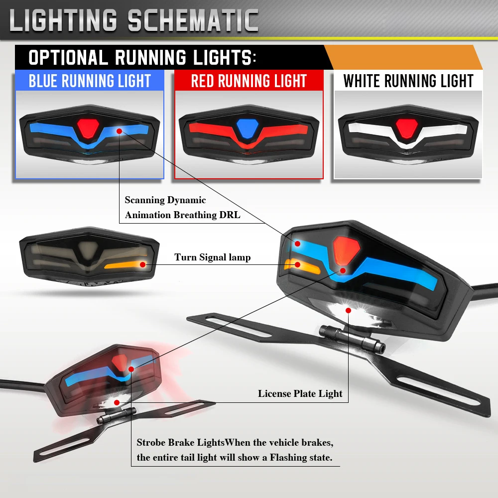 Motorcycle 12V LED Tail lights turn signal For Yamaha TTR250 FZ6S YZ450F MT15 JOGRR NMAX125 YZF600R FZ25 RAPTOR660 YFZ450