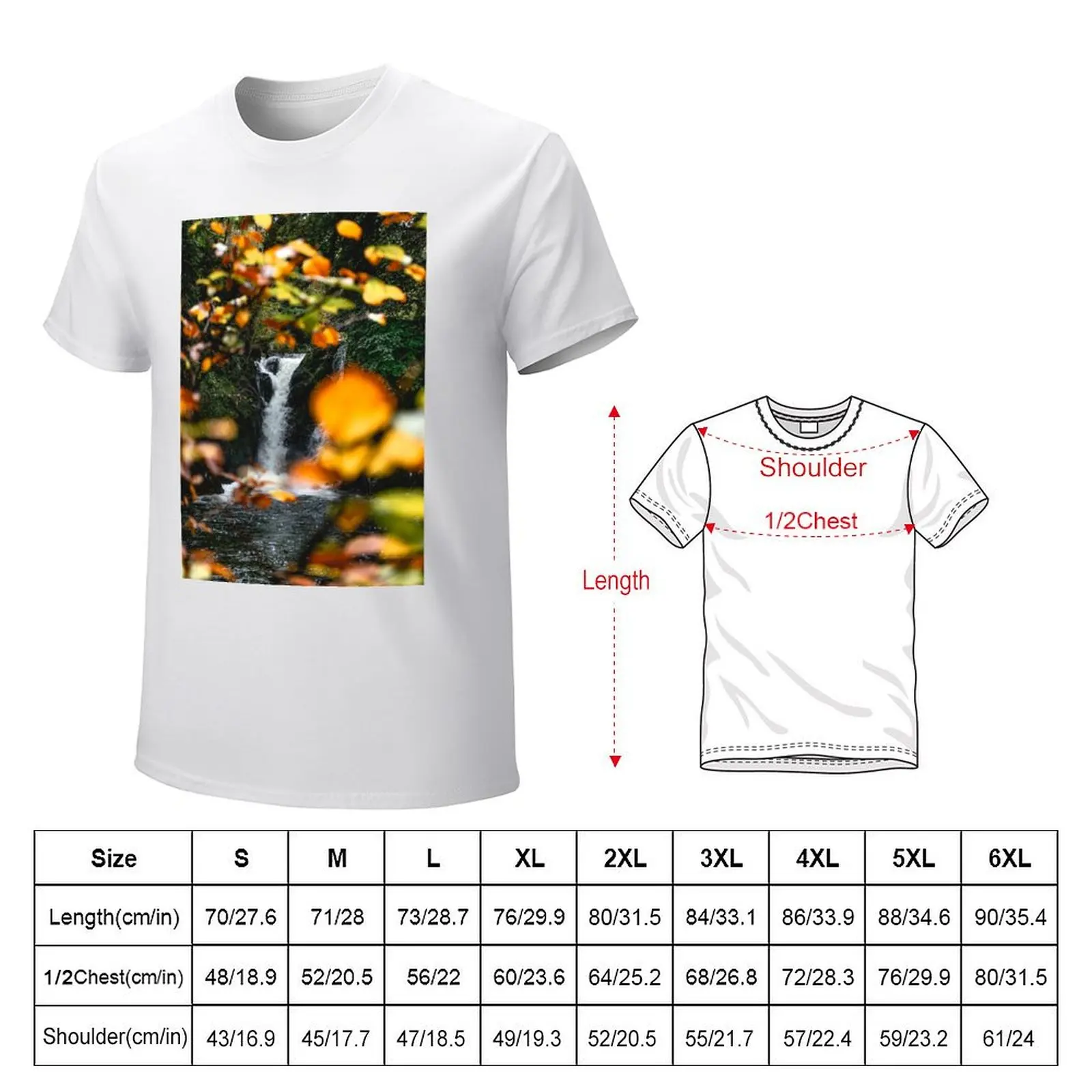 Lake District Autumn Waterfall T-Shirt summer tops graphics plain Men's t shirts