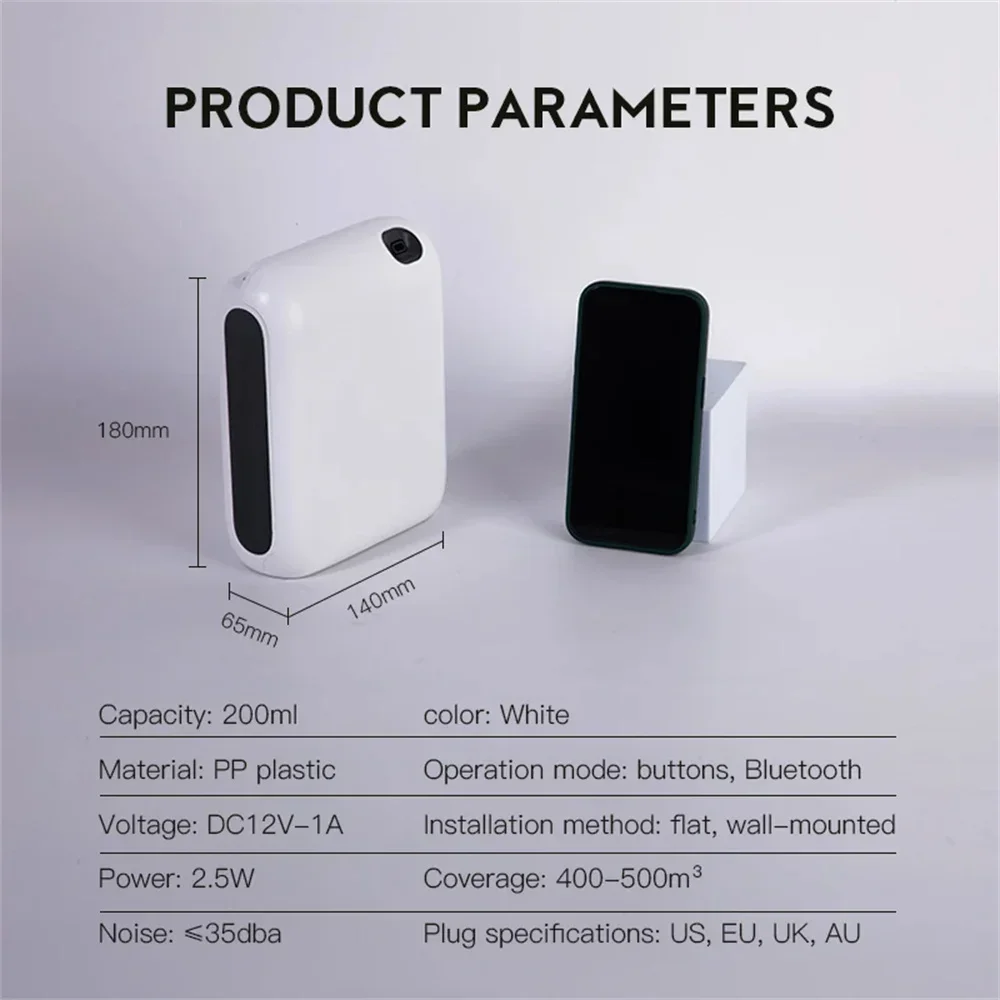 500m³ Room Fragrance Aroma Diffuser Perfume Electric Aromatic Spray Machine Electric Smell Home Bluetooth Air Freshener Machine