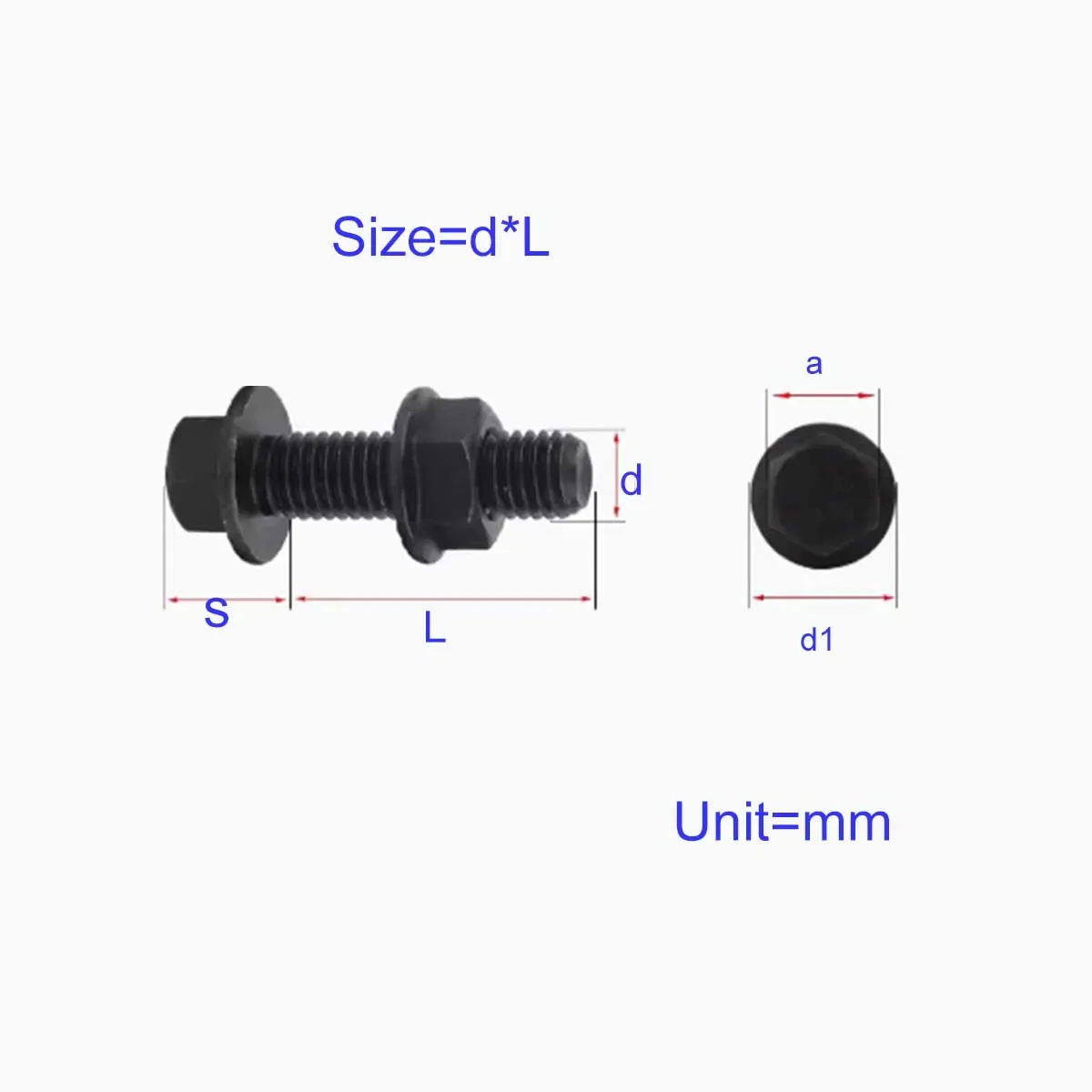 

Grade 10.9 External Hexagonal Flat Bottom Full Thread Screw And Nut Set M6M8M10