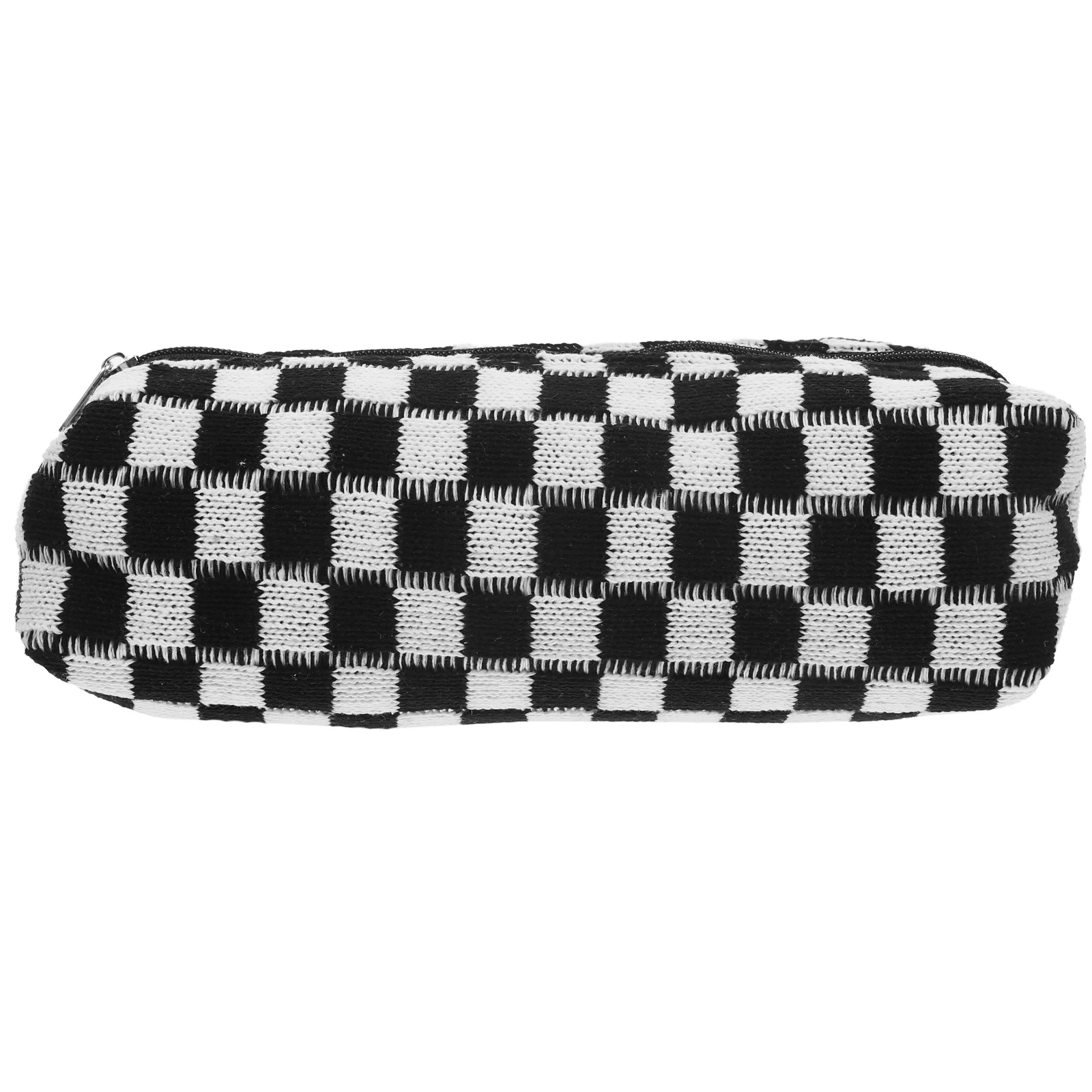 

Creative Pen Bag Checkerboard Pencil Case Storage Large Capacity Checkered Black Hand-held Miss