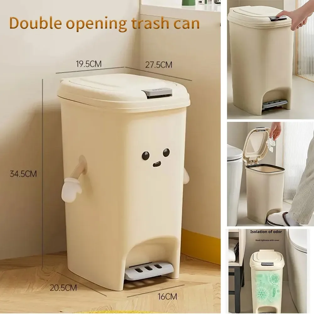 

Двухоткрытый мусорный бак с прессованием ног, водонепроницаемый с крышкой, ванная комната, кухонная корзина для переработки отходов, большой ящик для хранения, товары для дома