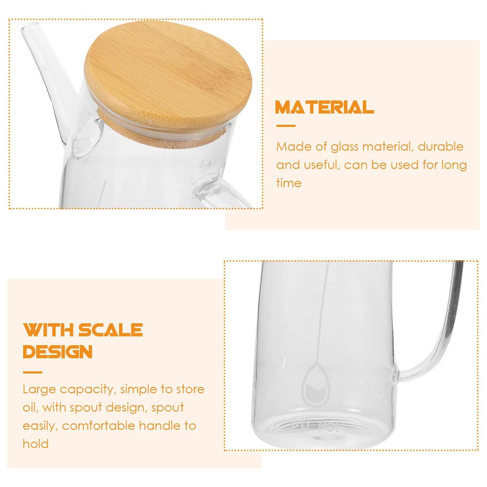 

Glass Large Capacity Leak Proof Dispenser Pot Design Glass Oil Dispenser Container Kitchen Oil Bottle Home