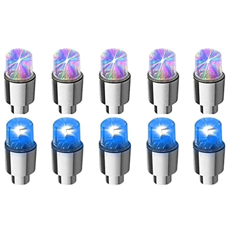 12 Pcs Universal Led Wheel Lights Flash Light Tire Valve Cap Lamp For Car Trucks Motorcycle Bike Multicolor+Blue