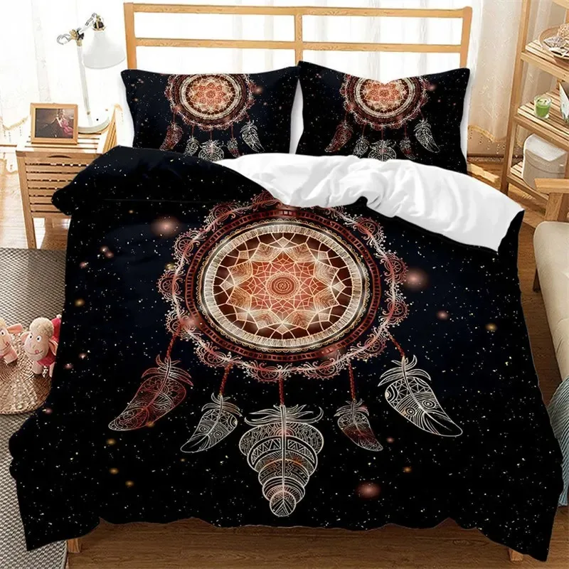 Dreamcatcher Bohemia Mandala Feathers Bedding Set Boys Girls Twin Queen Size Duvet Cover Pillowcase Bed Kids