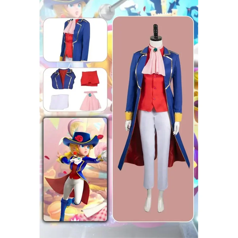 

Swordfighter Peach Cosplay Anime Game Showtime Blue Costume Outfits Halloween Carnival Roleplay Suit For Female Women Adult