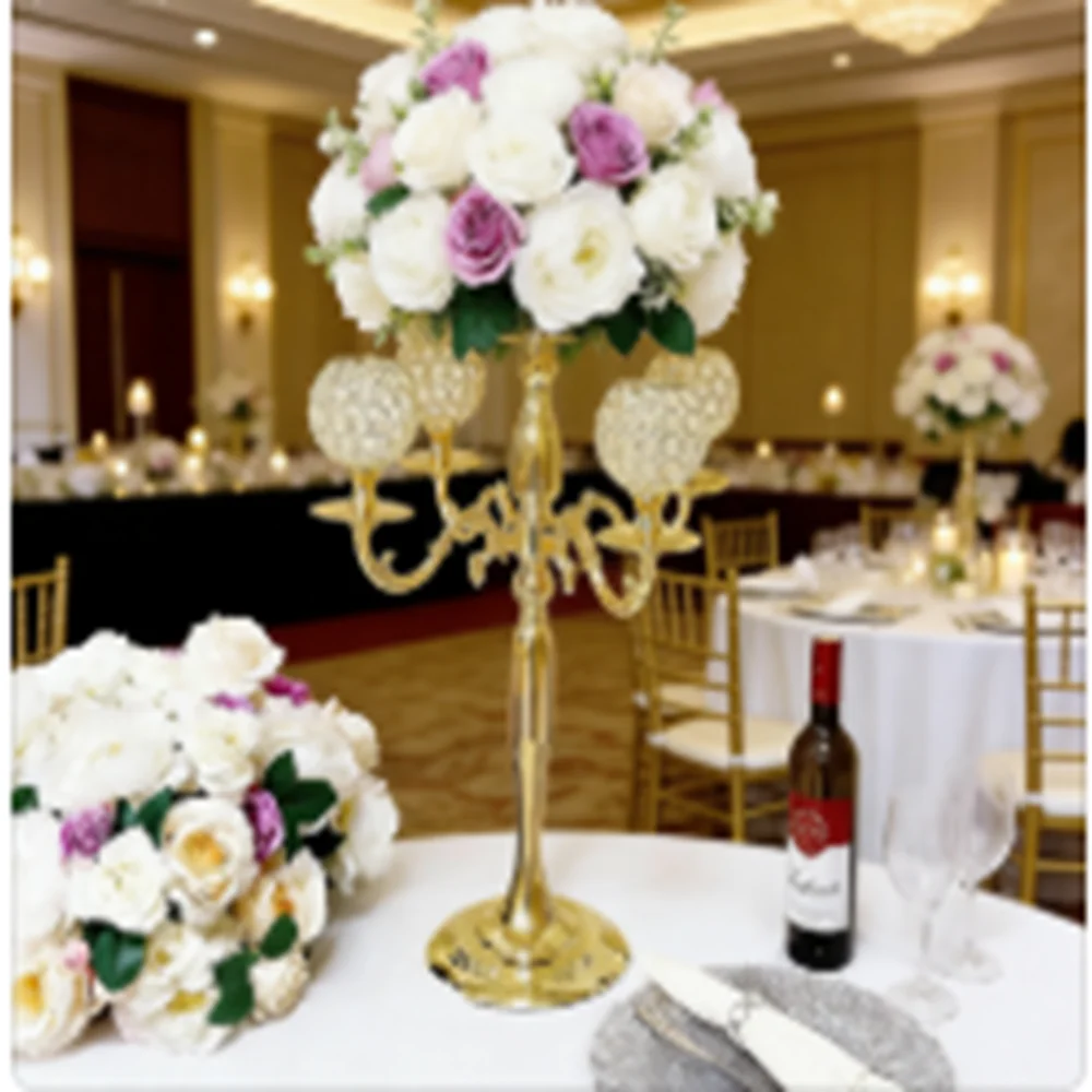 

Wrought iron flower vase candle holder table wedding 5 candle holder creative candle holder gold 5 heads crystal candelabra