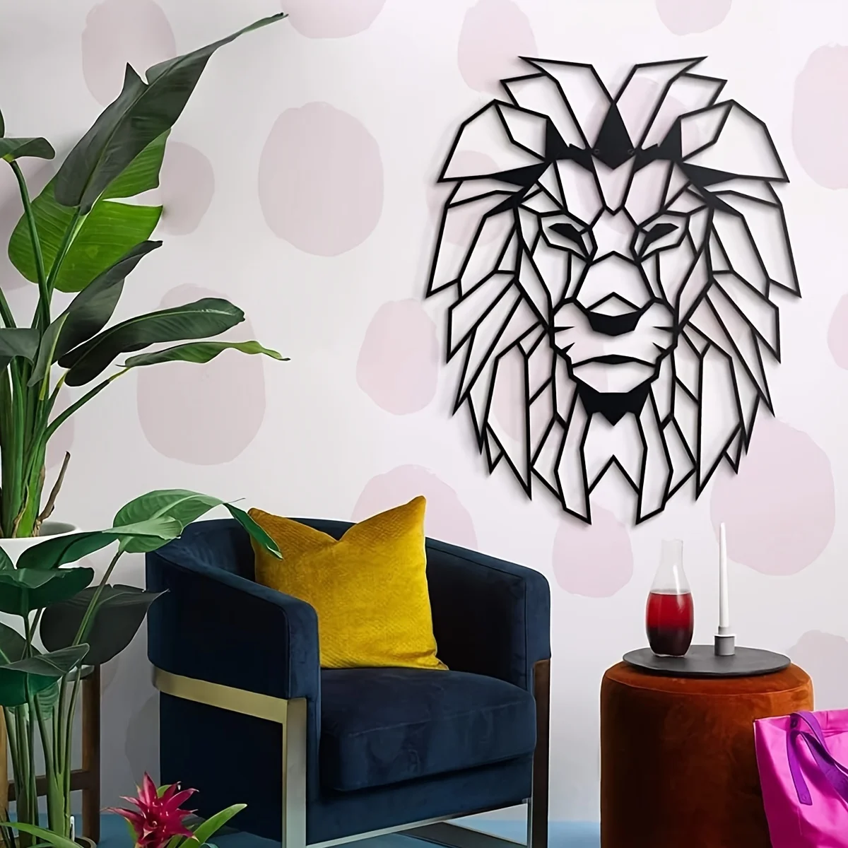 Abstract Creative Black Animal Lion Iron Wall Decoration Iron Wall Sculpture Home Hanging Decoration Decoration