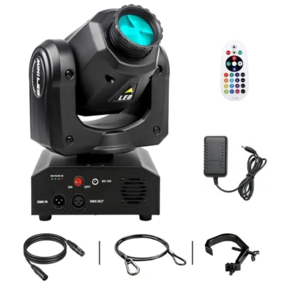 

Rechargeable 30W Moving Head Light with Battery, DMX512 with Remote Control 9/11 Channel, 8 GOBO 8 Colors, Sound Activated, for