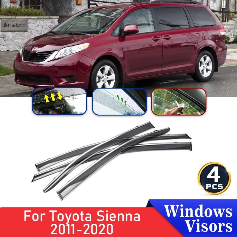 

4x Car Side Window Deflectors For Toyota Sienna 2020-2011 2012 2013 2014 2015 2016 Auto Windshield Rain Eyebrow Guard Sun Visor