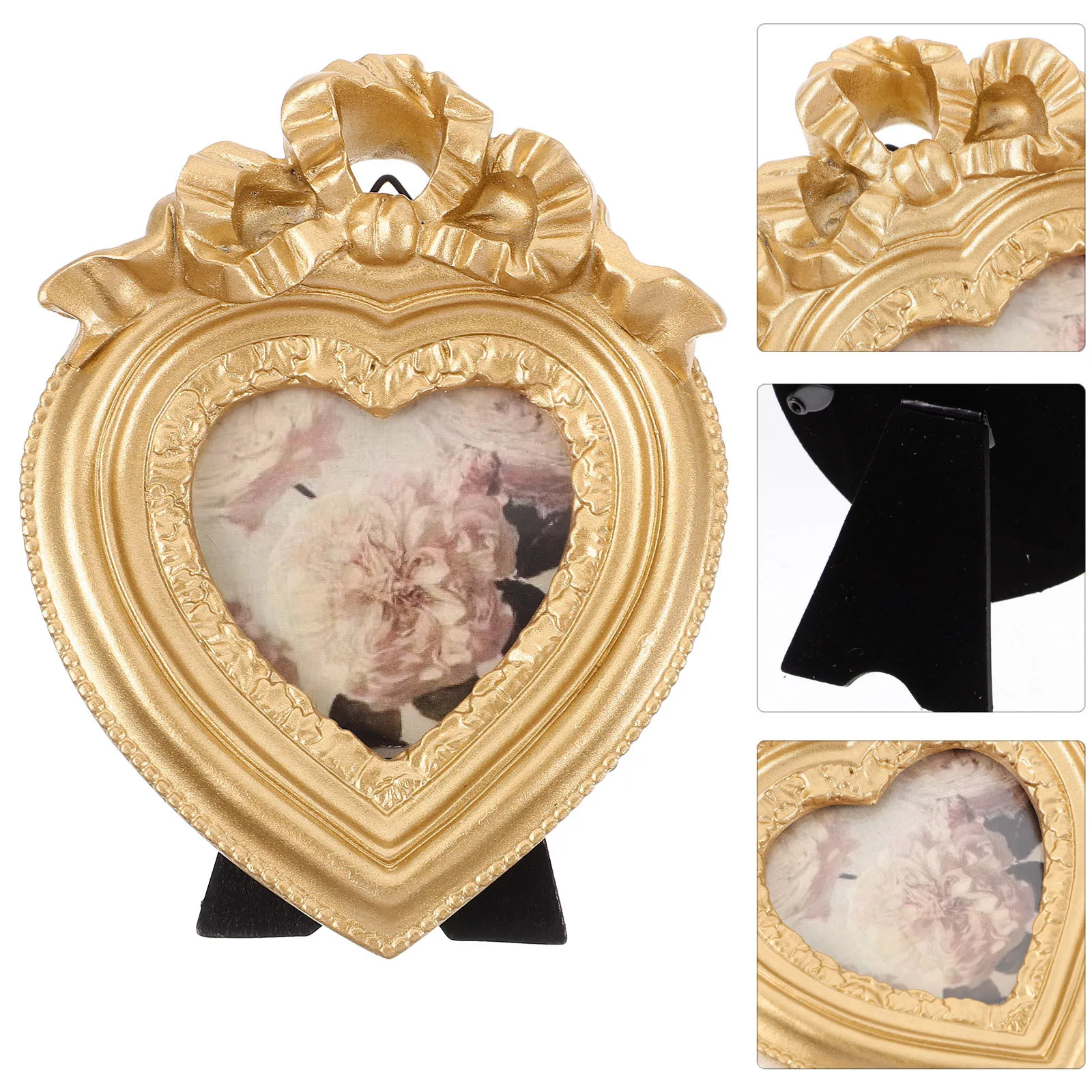 

Retro Heart Shaped Photo Frame Vintage Desk Small Resin Embossed Pictures Practical Convenient Home Decor Vintage Picture Frame