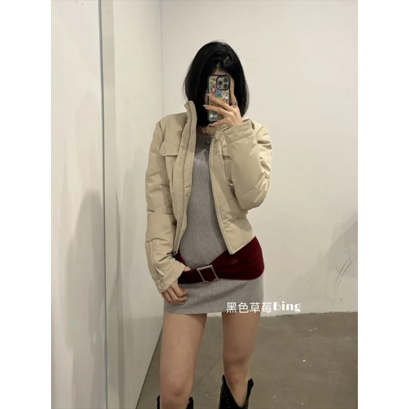 فستان نسائي محبوك ضيق من American Hottie للخريف والشتاء بلون سادة وتنورة قصيرة داخلية مع غطاء الورك #5