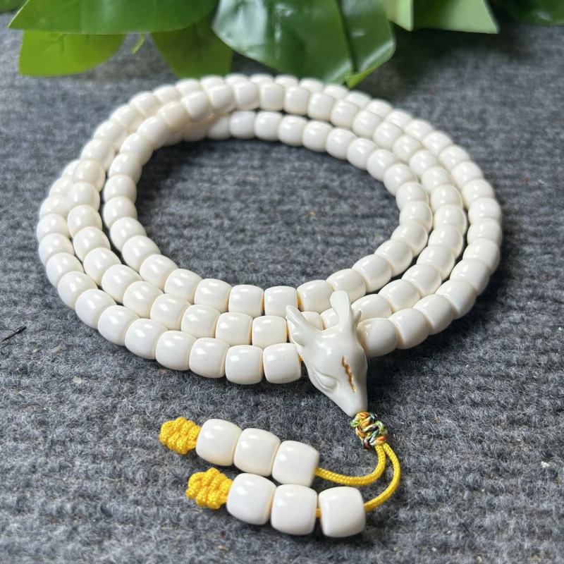 Natural straight-cut barrel , 108 Buddhist , old Xing deer antler beads, oil content, high density, 1
