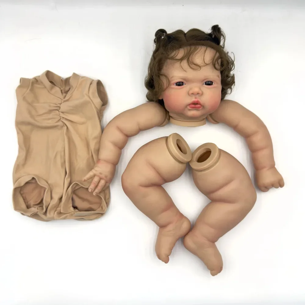 24inch Reborn Doll Kit Pickle Awake Handmade Reborn Doll Parts with Cloth Body 3D Skin with Visible Veins Muñecas Kit Reborn