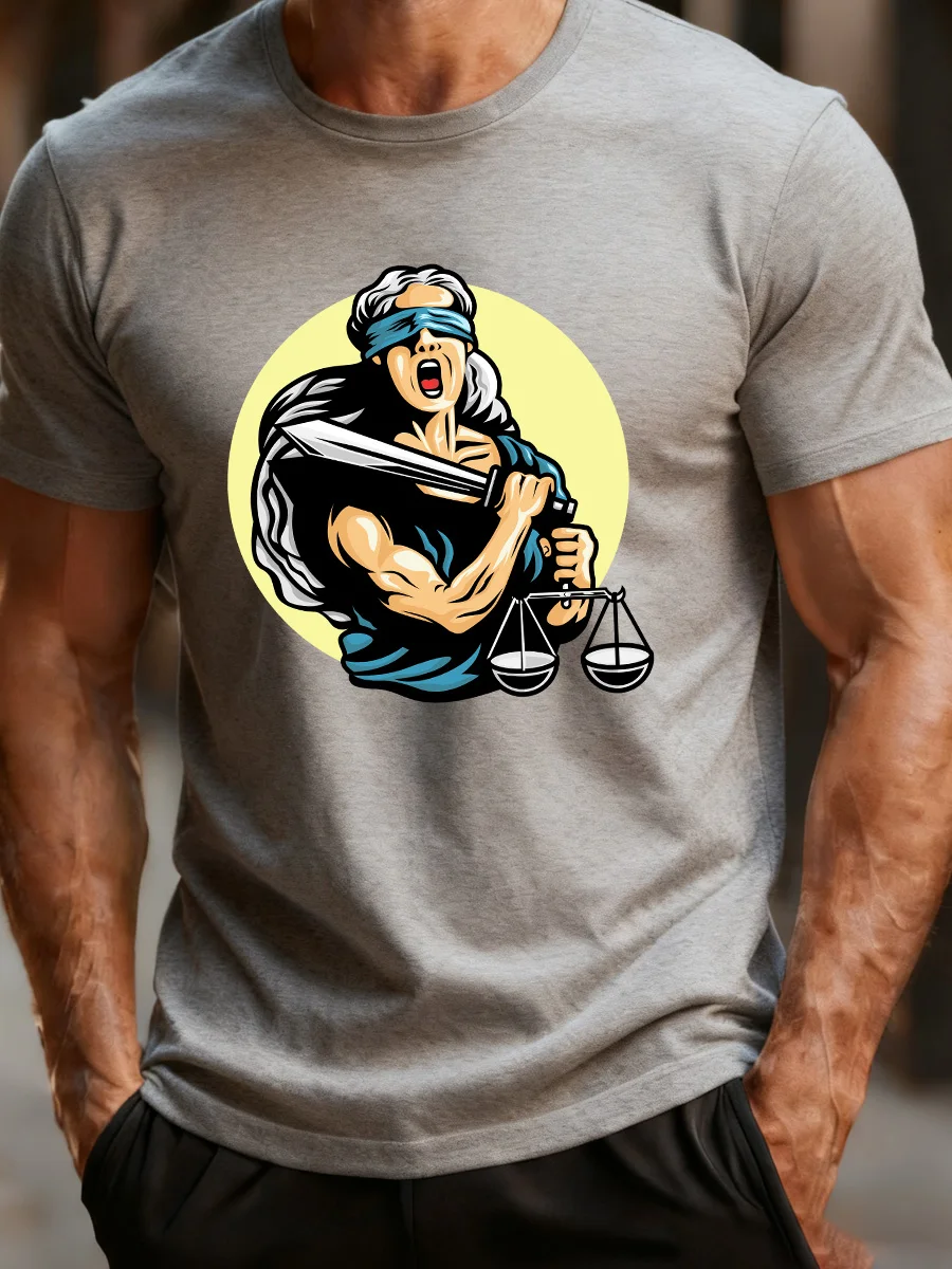 تي شيرت برتقالي بأكمام قصيرة مع طباعة موازين للسيدات معصوب العينين #2